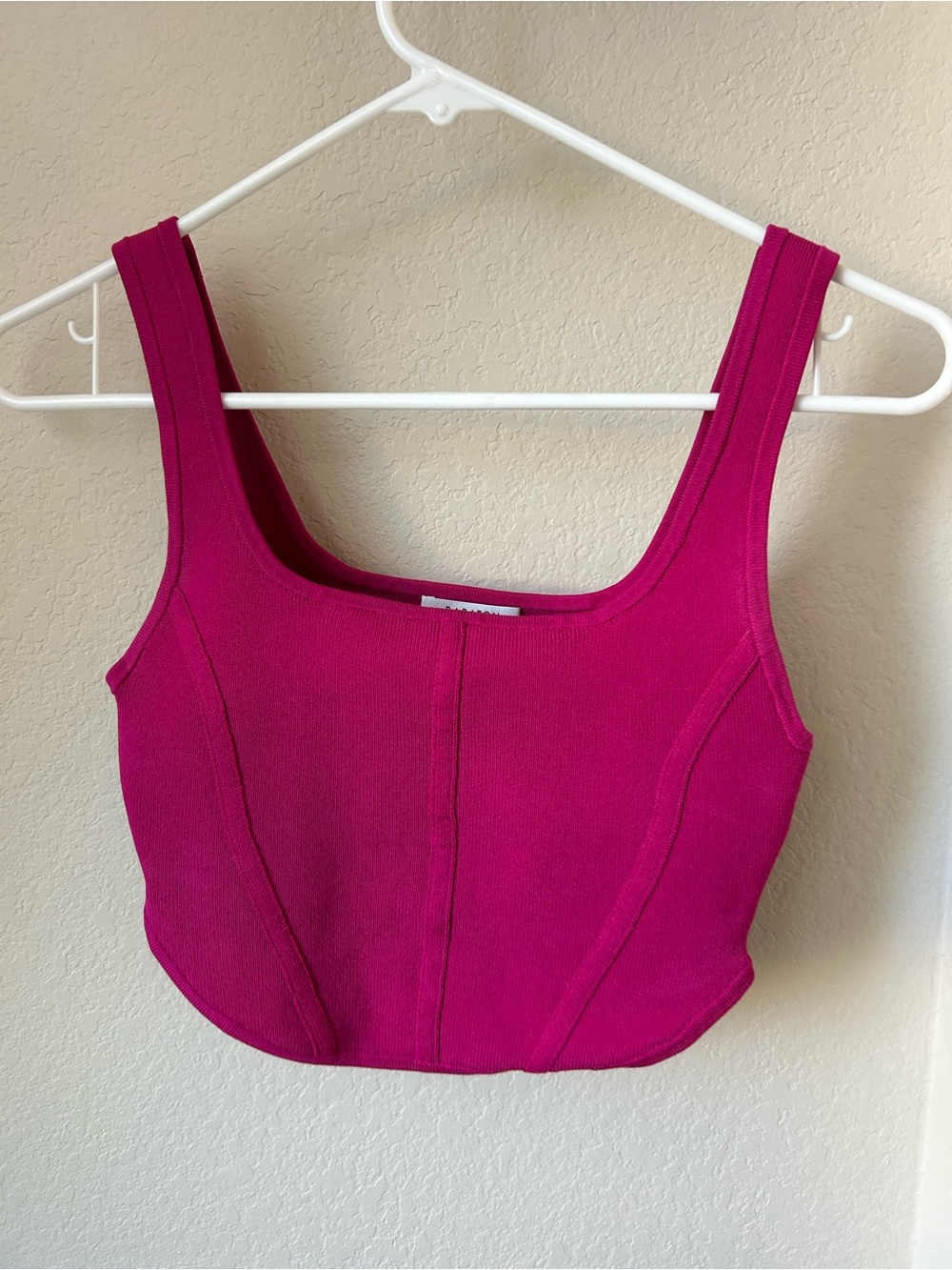 Babaton Magenta Square-Neck Crop Top
